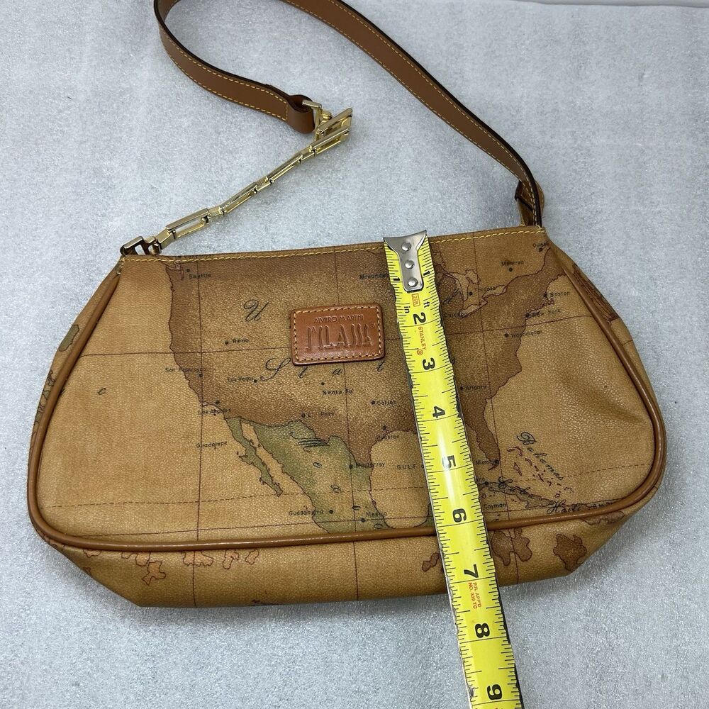 Alviero Martini 1A Classe Geo Map Print Coated Canvas Shoulder Bag Vtg Y2K - Picture 15 of 16